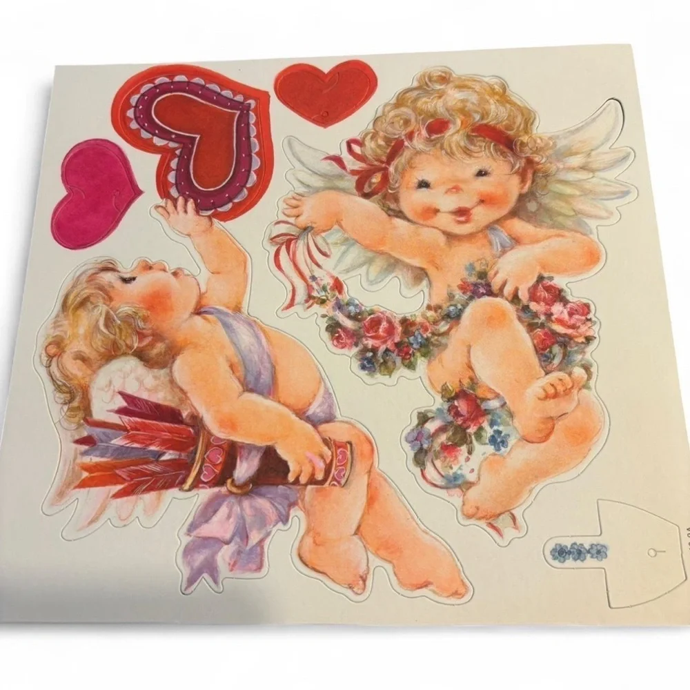VTG 80s Cherub Valentines Day Hanging Paper Decorations Unused Coquette